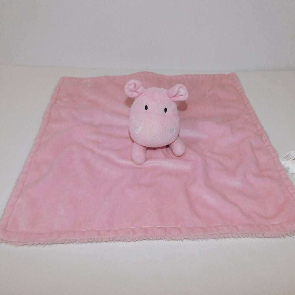 Piccolo Bambino Pink Hippo Plush Security Blanket Baby lovey nunu Comforter